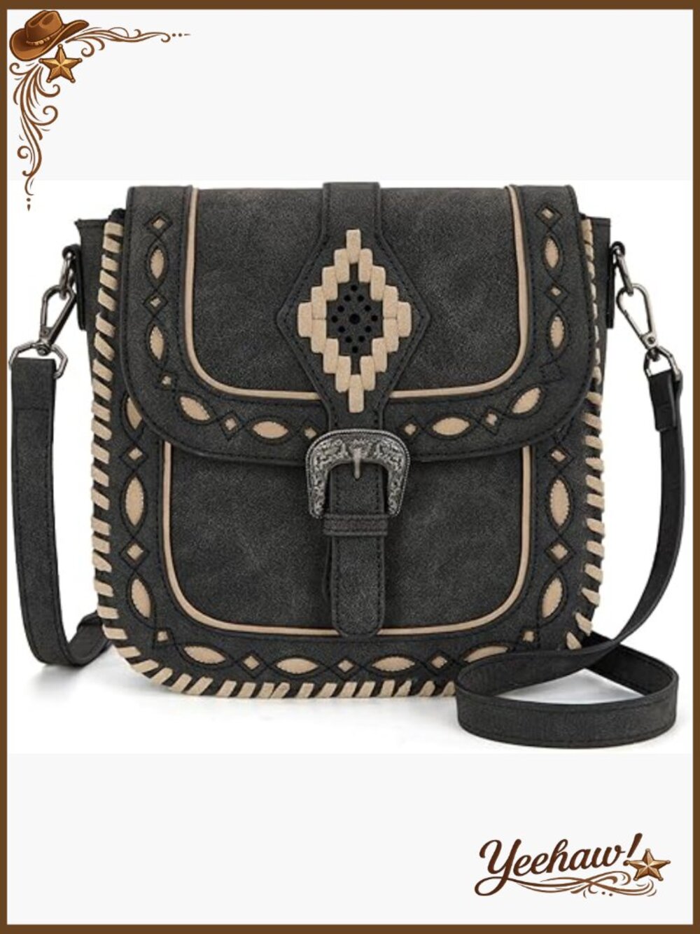 Whipstitch Flap Crossbody Bag Western Saddle Purse Small Mini